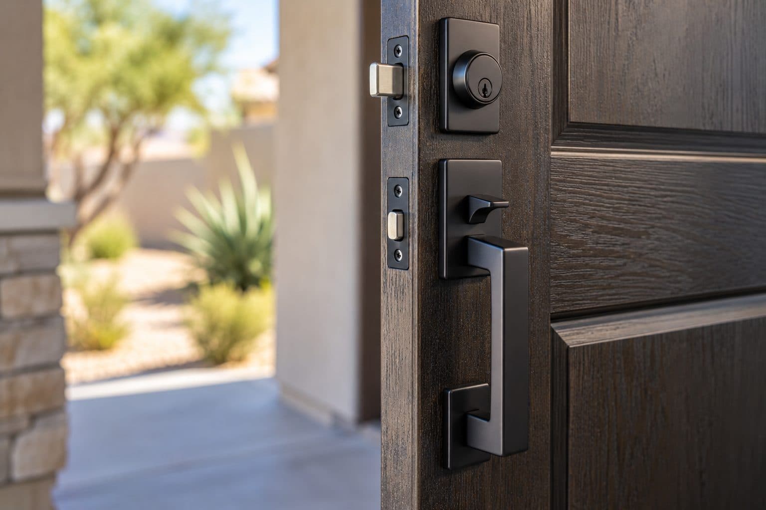 Front door handleset and deadbolt