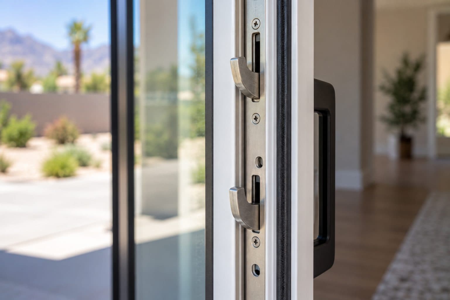 Multi-point lock on a patio door panel