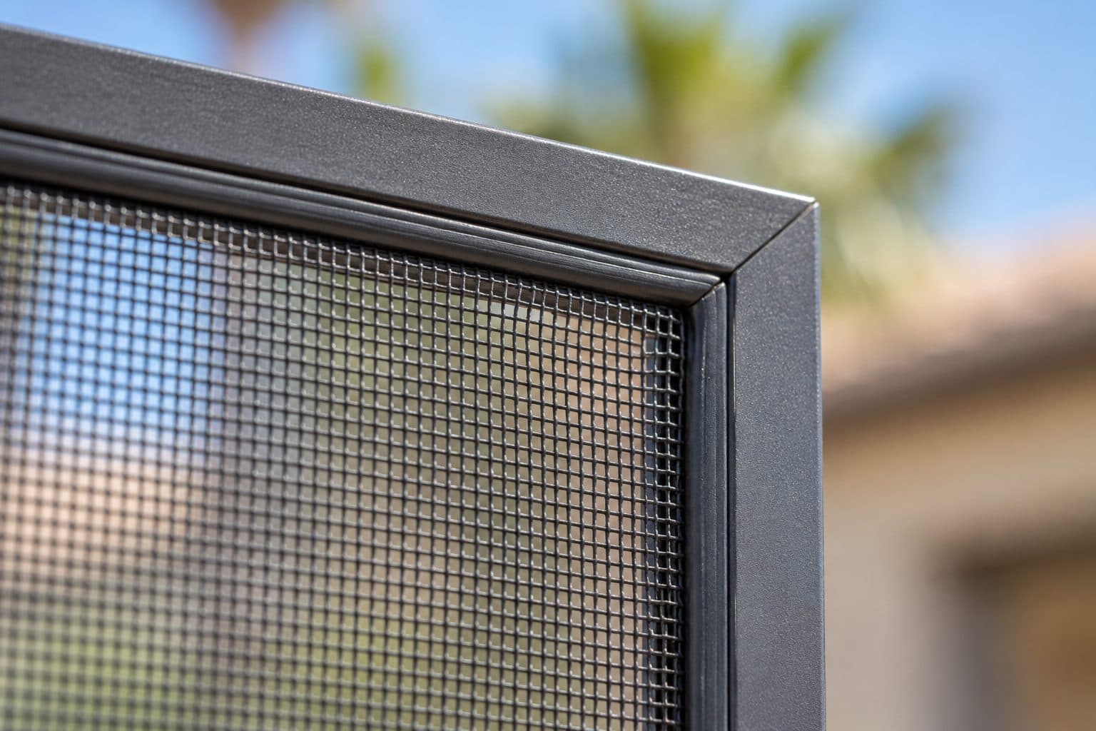 Corner of a new window screen