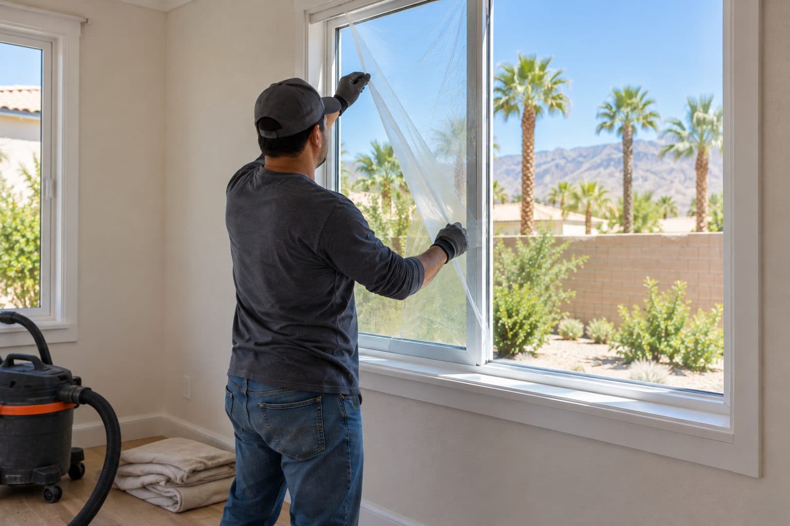 Protective film removed from a finished window