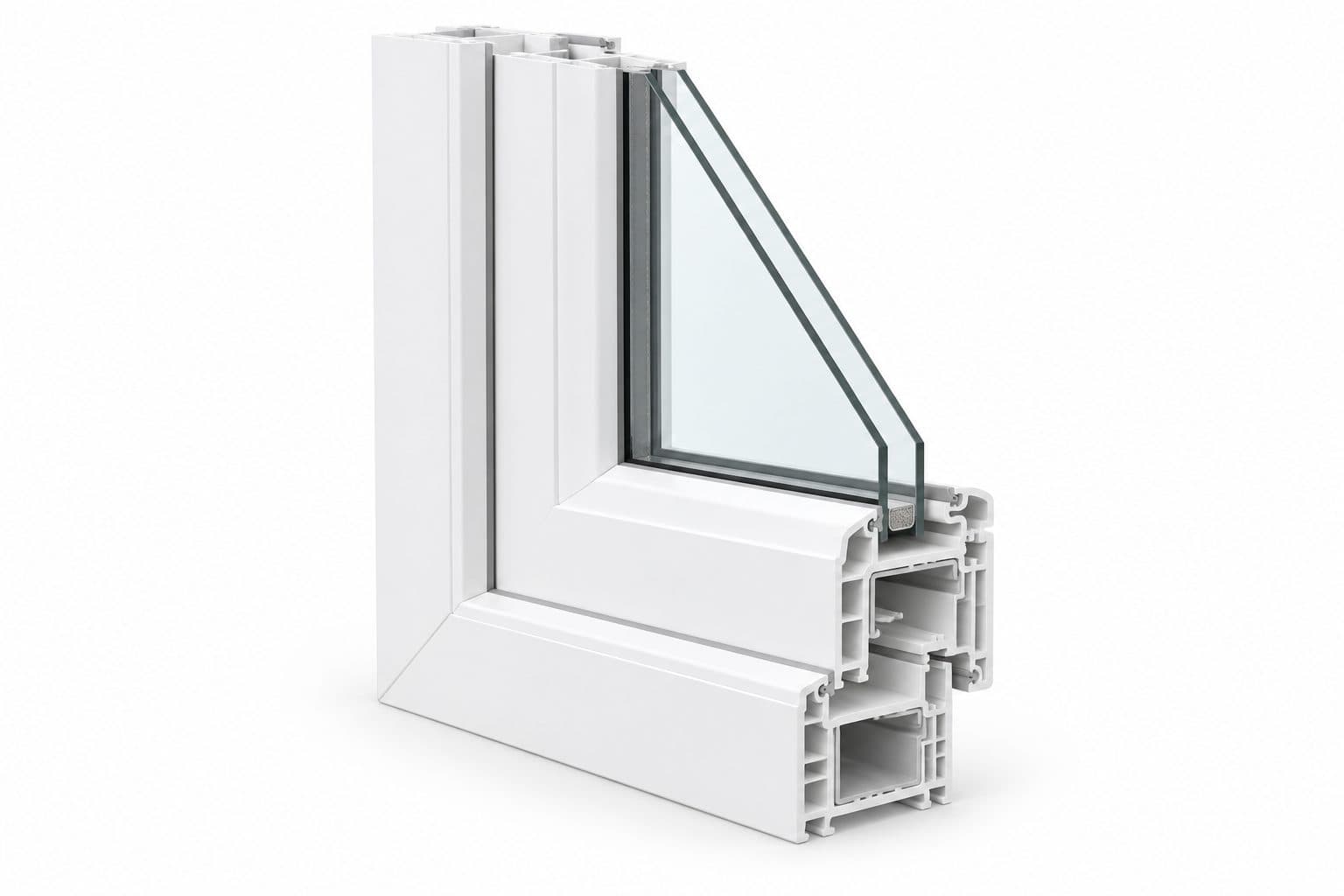 Cut corner of a vinyl window frame